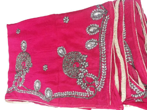 Embroidered Bridal Sarees - Machine Made, 6.5 Meter Length with Blouse Piece, Soft Pink Fabric, Color Fastness, Low Shrinkage