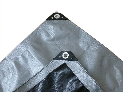 Black/silver Heavy Tarp With Aluminum Eyelet And Plastic Bar Corner