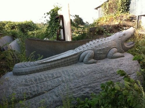 Stone Crocodile Sculpture