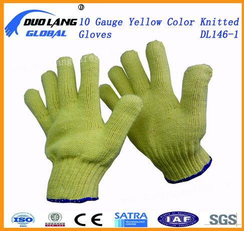 Industrial Safety Brown Knitted Cuff Cotton Hand Work Gloves