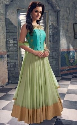 Green Net Designer Anarkali Suit