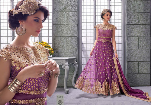 Pink Embroidered Net Anarkali Suit