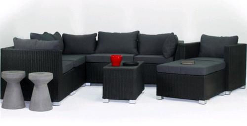 Kessler 8 Pieces Seating Sofa Set In Black With Cushions