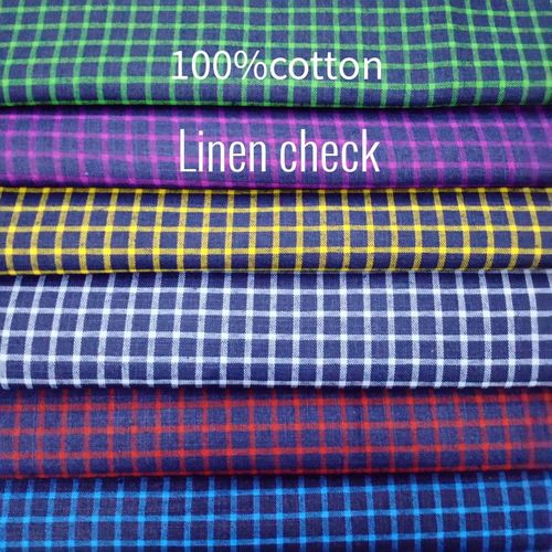 100% Cotton Linen Check Fabrics