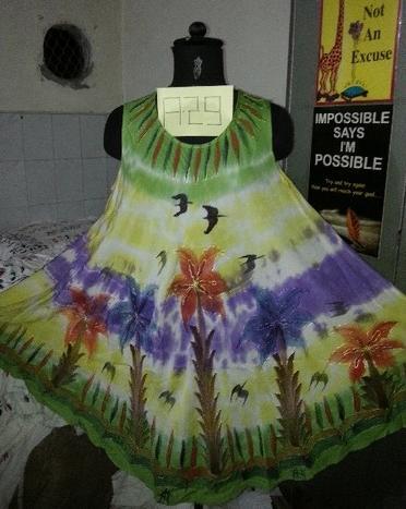 Tye Dye Brush Print Ladies Umbrella Dress