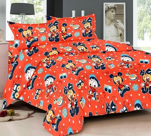 Cotton Cartoon Print Single Bedsheet for kids