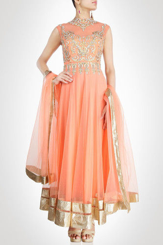 Peach Color Long Anarkali Suit