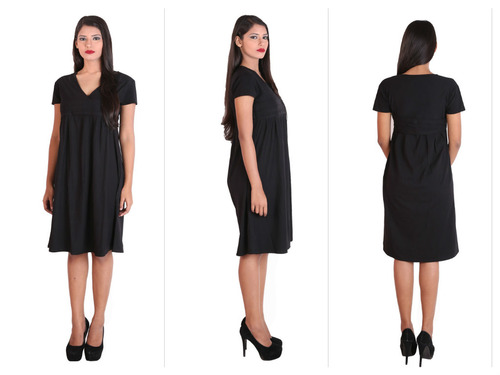 Ladies Designer Knee Length Black Cocktail Evening Dress By RIVORY BROS