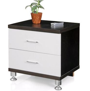 Oak Geneva Bedside Table With Two Drawers & White Finish