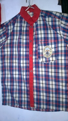 Printed School Uniform - Cotton, Various Sizes, Blue | Durable Fabric, Customizable, Comfortable, Stylish, Plaid Shirt with Pocket