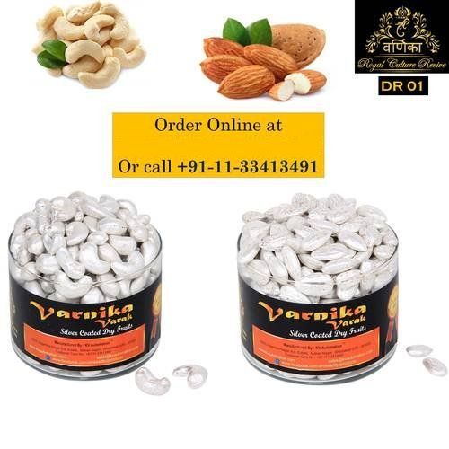 Black Royal Dry Fruit Gift Pack - Pure Edible Silver Coated Cashew And Almonds