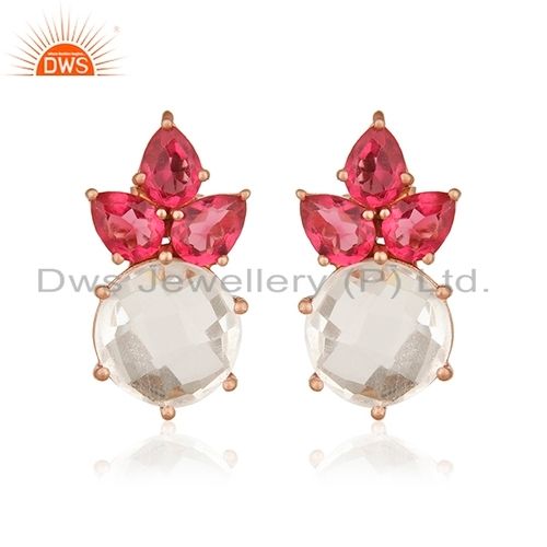 Crystal Quartz Gemstone Silver Earrings Size: 25 X 13 Mm