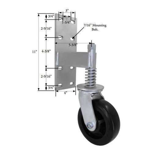 Spring Loaded Caster Wheel - PU Material, 150mm & 200mm Sizes | 280kg & 300kg Load Capacity, Noiseless Design