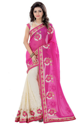 Embroidered Pink Saree 