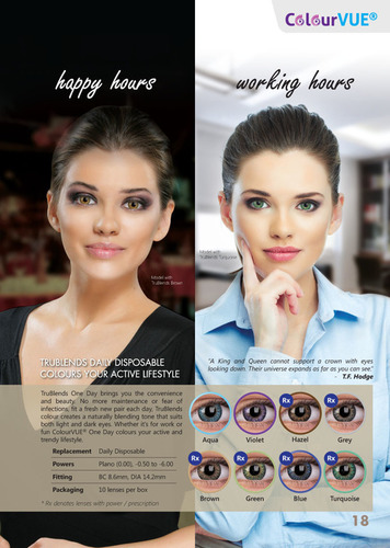 Trublends Series - Hydrogel Terpolymer, 8.6mm Base Curve, 14.2mm Diameter | 5 Colored Lenses, 45% Water Content, UV Protection
