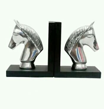 Polished Aluminum Horse Bookends