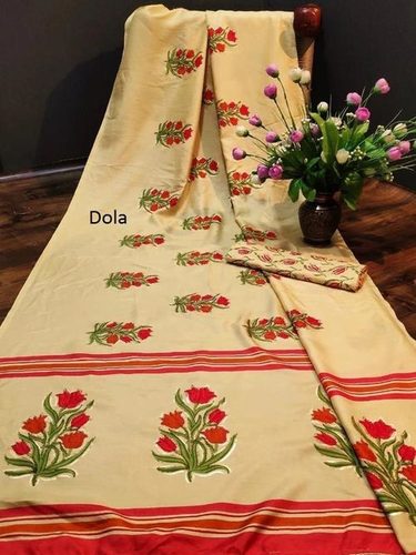 Dola Silk Foil Print Saree - 6.3 Mtr Length, Multi Color | Party Wear, Weaving + Print, Seasonal Versatility (Rainy, Spring, Summer, Winter)