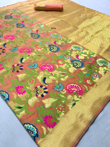 Multi Color Sella Silk Cotton Saree