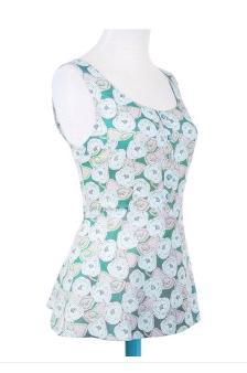 Lizzy Rose Flower On Silky Green Tops