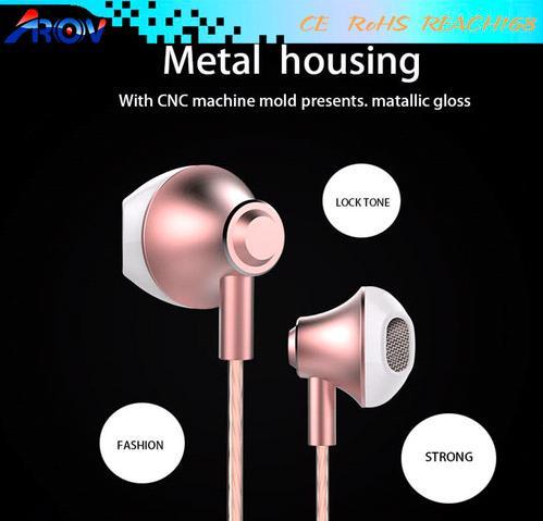 Colorful Metal Half In Ear Wired Earphone With Mic And Remote Control