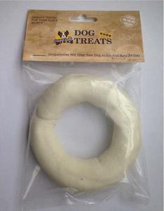 White Rawhide Rings Dog Toy