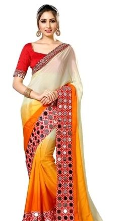 Magnificent Multi Colour Mirror Work Art Silk Classic Designer Saree