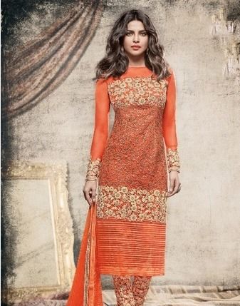 Orange Churidar Salwar Suit