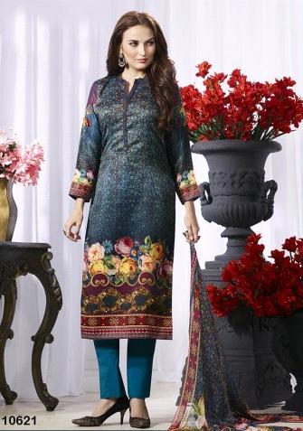 Amazing Multicolor Silk Pashmina Suit