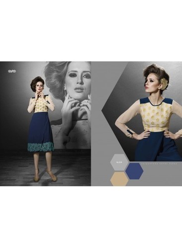 Blue Printed Un-Stitched Dress