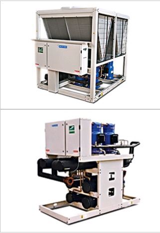 Scroll Chillers - Air Cooled (10-120TR), Water Cooled (10-85TR), Multiple Hermetic Compressors, Microprocessor Control Panel - Ideal for Medium Offices, Hotels, Hospitals, Industries