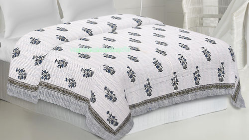 Hand Block Printed Kantha Bed Cover