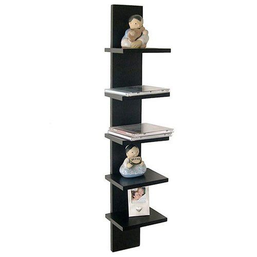 Decornation Wall Mount 5-Tier Spine Floating Decorative Shelving Set - Black