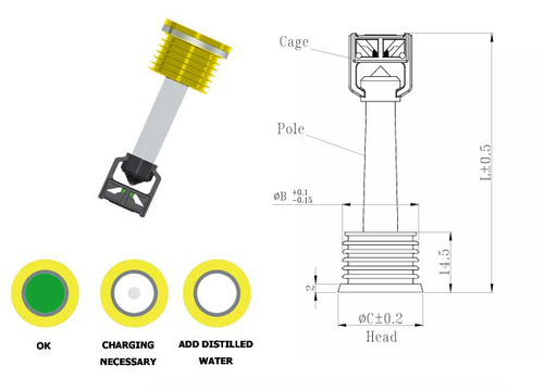 B102 Plastic Head With Screw Automotive Battery Charge Indicator
