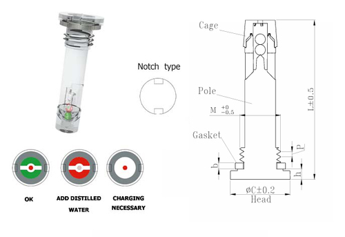 D202 PMMA Transparent head with screw Automotive Battery Charge Indicator