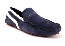 Navy White Suede Casual Slip On Shoe