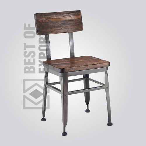 Industrial Dining Chair With Wooden Seat