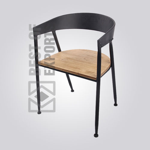 Sealed Wood Industrial Relax Chair With Wooden Seat And Matt Black Finish