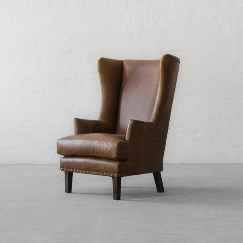 Modern Leather Wing Back Chair