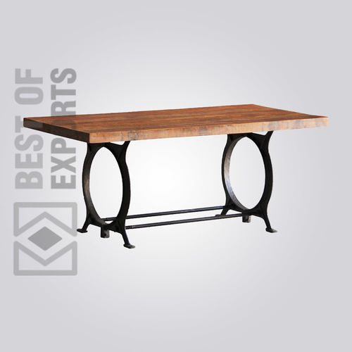 Industrial Dining Table With Round Leg Support