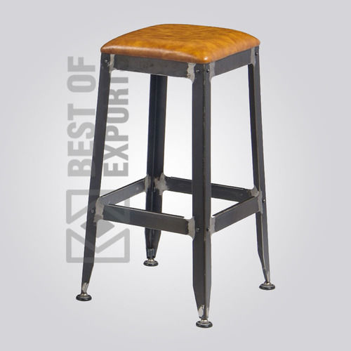 Square Bar Stool With Leather Seat