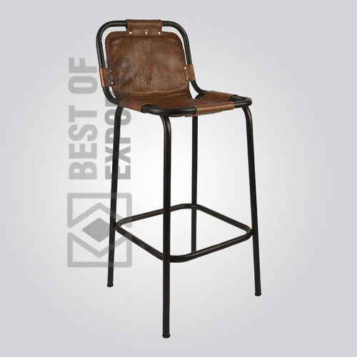 Bar Stool With Leather Seat Brown