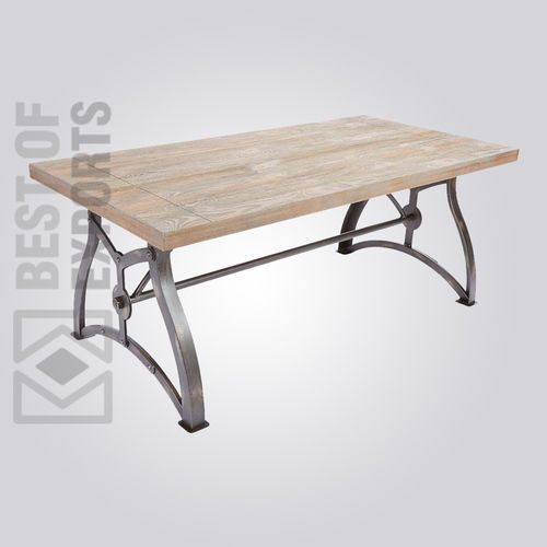  पुनर्निर्मित लकड़ी औद्योगिक डाइनिंग टेबल 