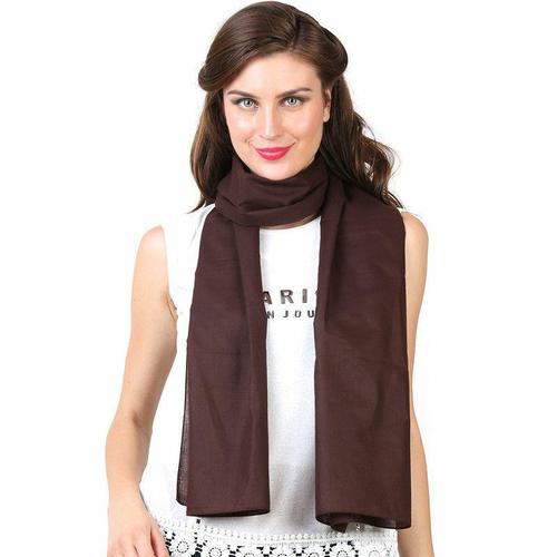 Machine Made Smooth Texture Plain Brown Color Ladies Fashion Cotton Stole