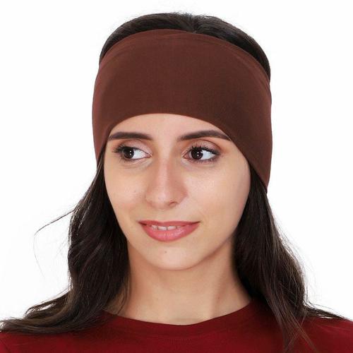 Customized Multifunctional Brown Color Sweat Wicking Cotton Foldable Headbands For Women