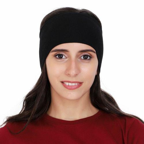 Customized Women'S Black Cotton Crochet Headbands For Sports Yoga With Adjustable Size