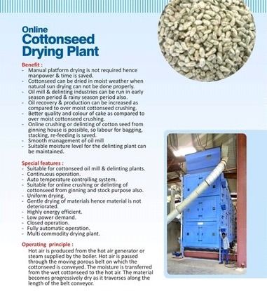 Cotton Seed Drying Plant Length: 105  Centimeter (Cm)