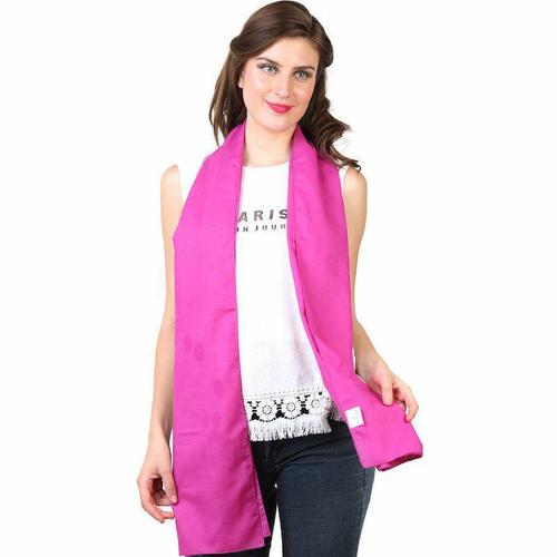 Machine Made Plain Pink Color Fashionable Cotton Indian Stoles For Ladies (Size: 50 X 180 Cm)