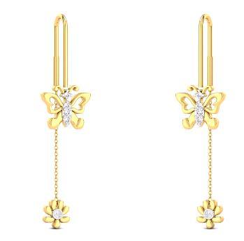 Butterfly Sui Dhaga Diamond Earrings