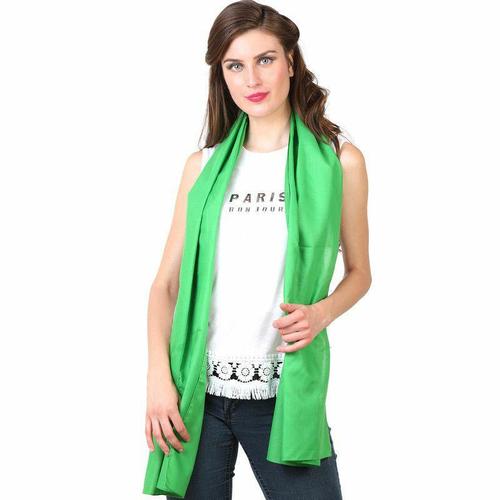 Cotton Parrot Green Color Regular Ladies Fashion Scarves (50 X 180 Cm)