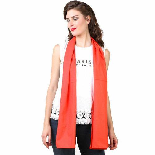 Machine Made Plain Orange Color Fashionable Cotton Stoles For Ladies (Size: 50 X 180 Cm)